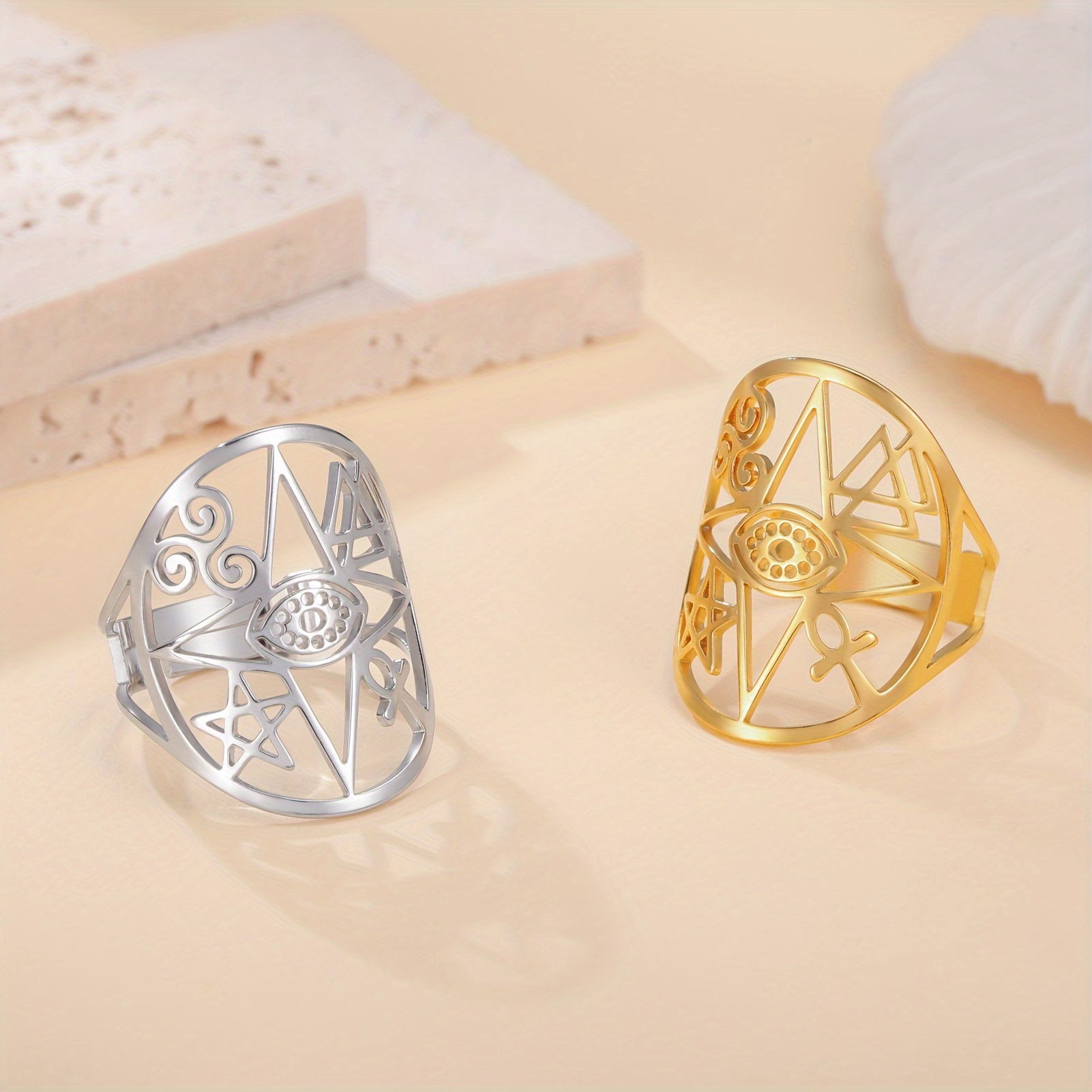 Men's Adjustable Celtic Knot Star Ring, Bohemian Vintage Style